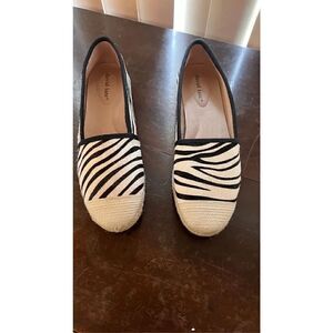 David Tate Zebra Print faux fur espadrilles shoes size 9 Narrow